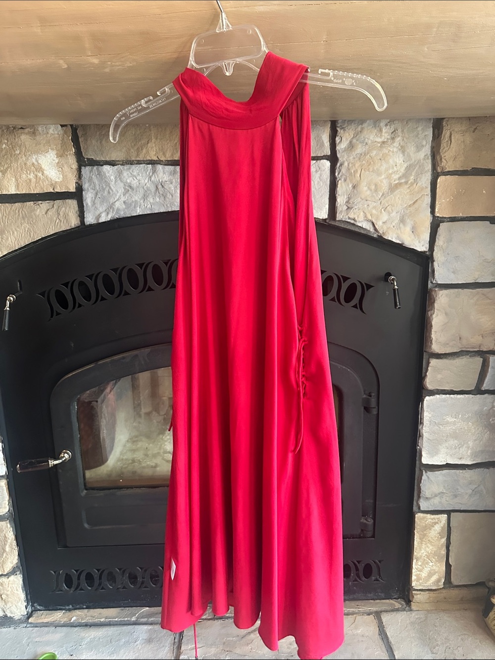 Haute Hippie Red High-Neck Midi Dress